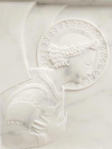 Decorazione in stiacciato per lapide in marmo